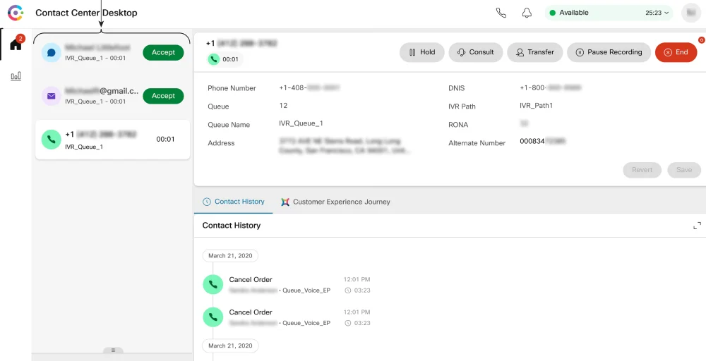 cisco contact center dashboard screenshot