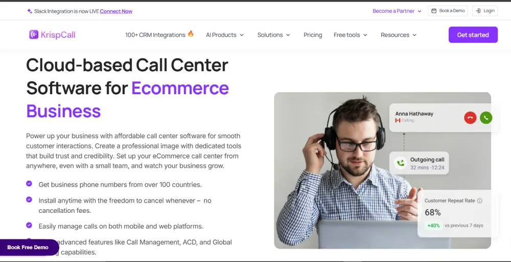 krispcall ecommerece call center software