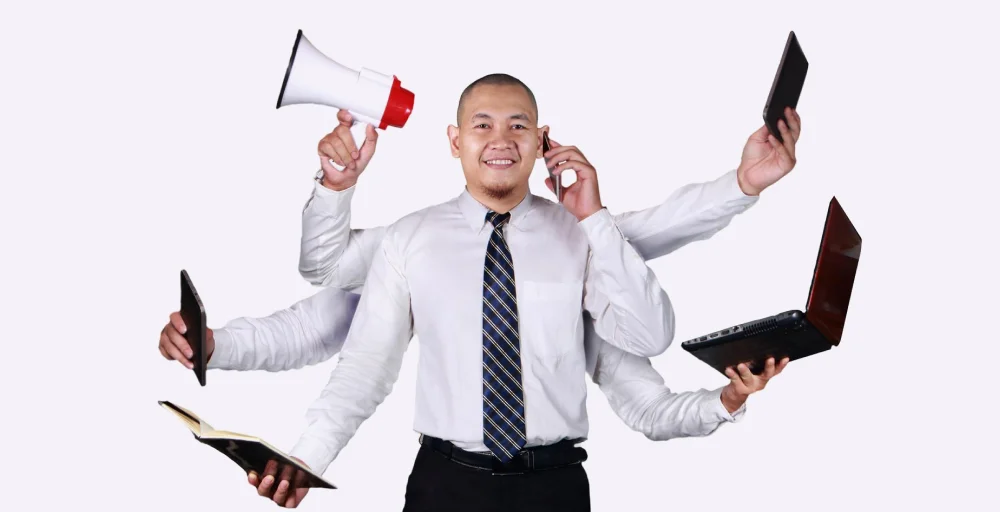 Call center agent handling multiple screens while talking to a customer