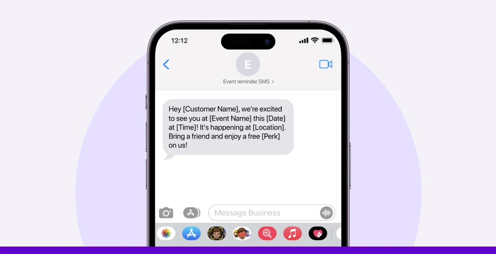Event reminder SMS