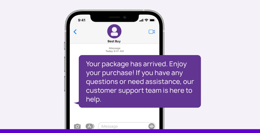 you order is delivered text image