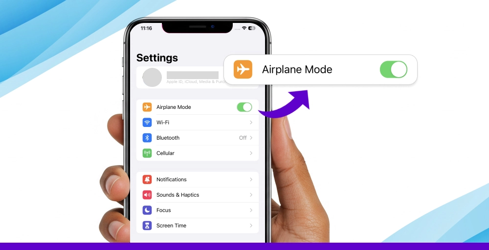 Airplane mode or other settings
