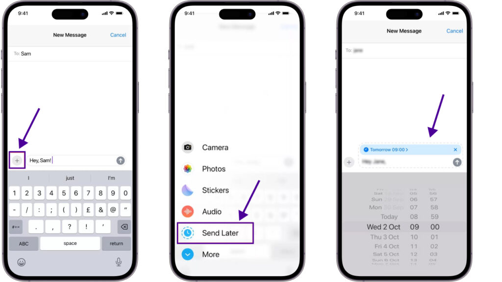 how to schedule a text messages step by step screenshot