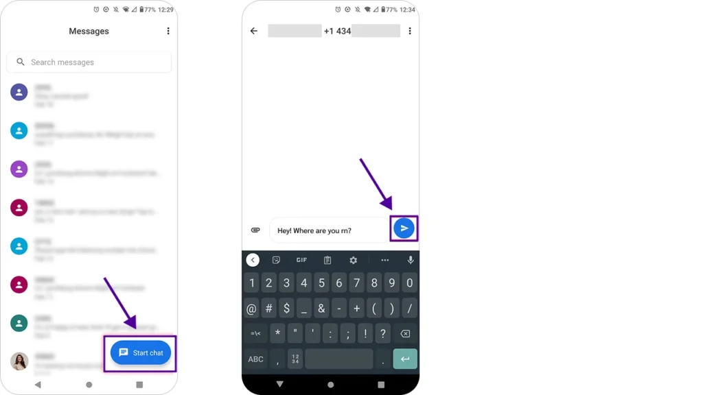 How to send a text to multiple contacts without a group message from your Android screenshot