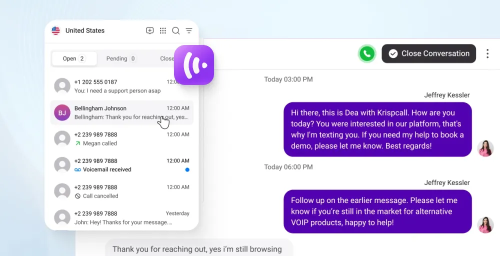 why businesses prefer KrispCall for voip texting