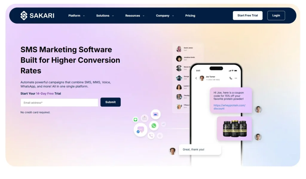 Sakari: Best for personalized international SMS
