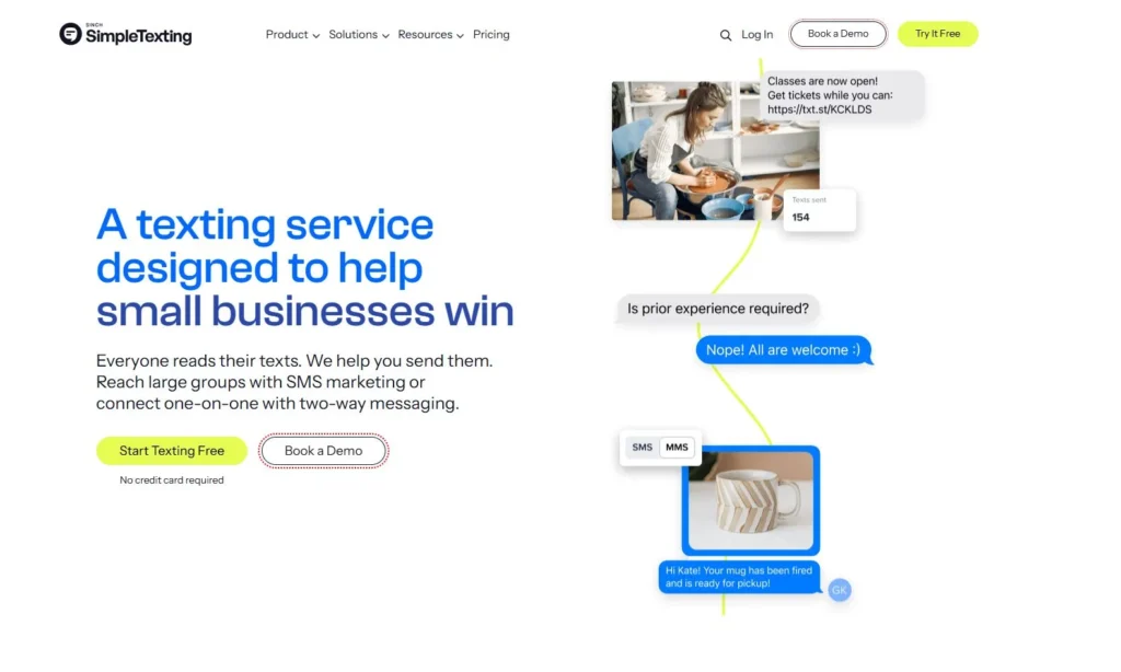 SimpleTexting: Best for scheduled messaging