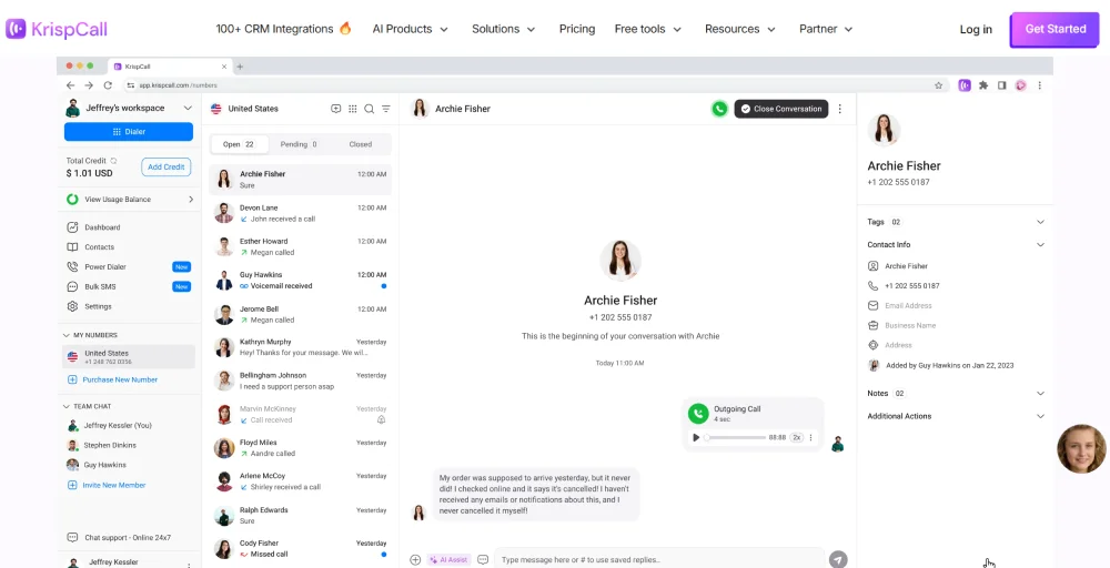 Make mass texting easier with KrispCall