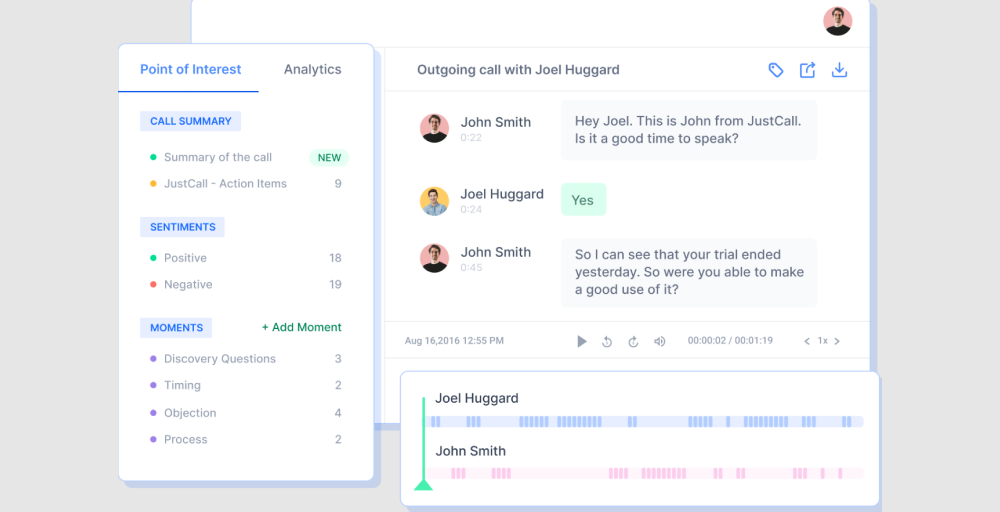 justcall call transcription software