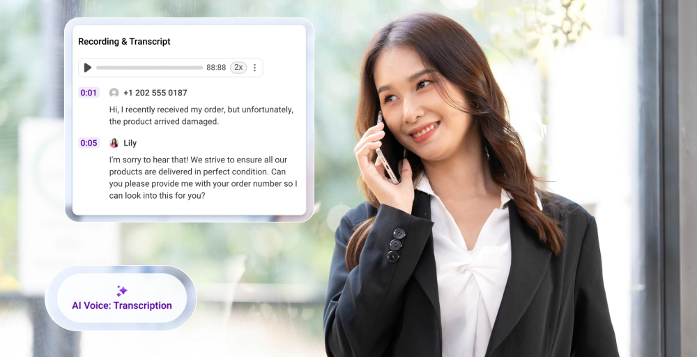 krispcall ai voice call transcription screenshot