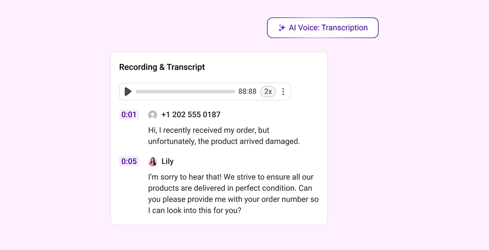 krispcall call transcription software dashboard