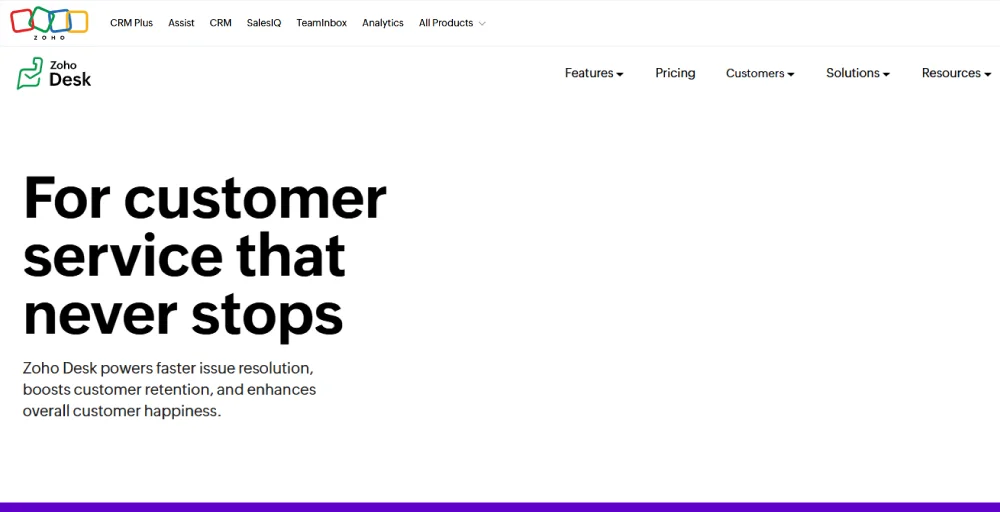 Zoho Desk customer service tool