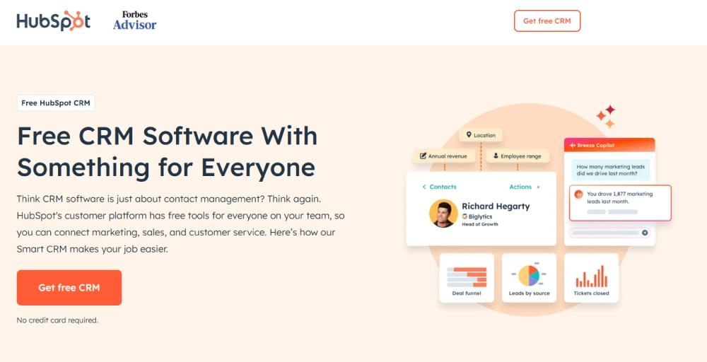 HubSpot CRM Best for analytics and deal management