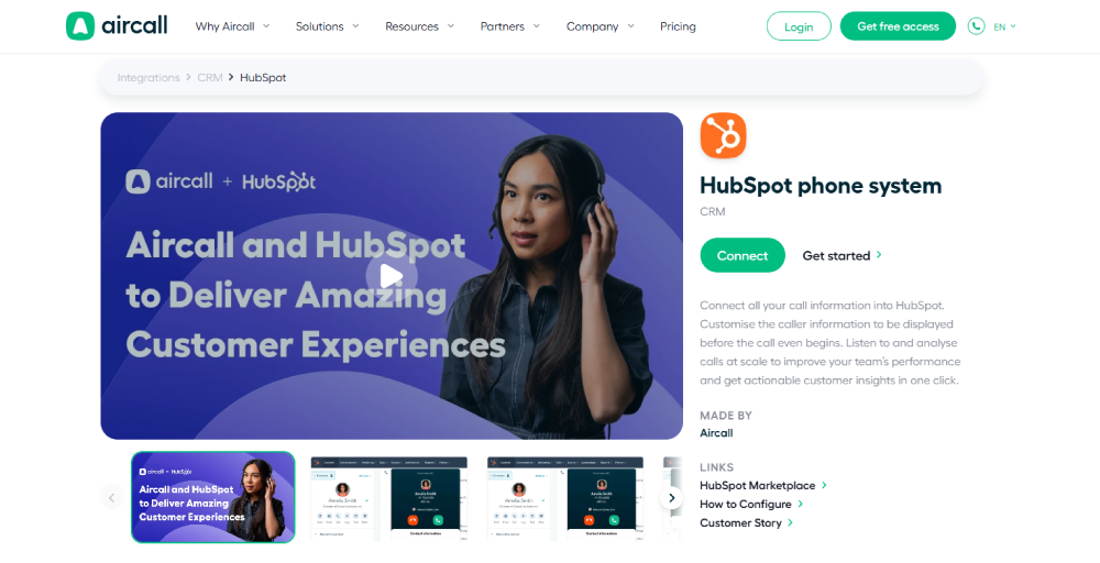 best hubspot voip integration: aircall