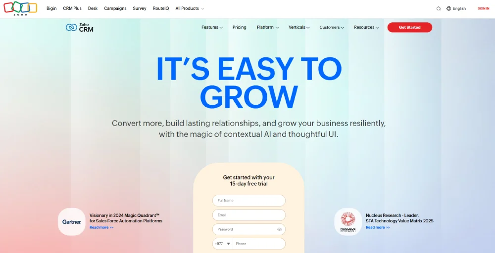 zoho crm for voip integration