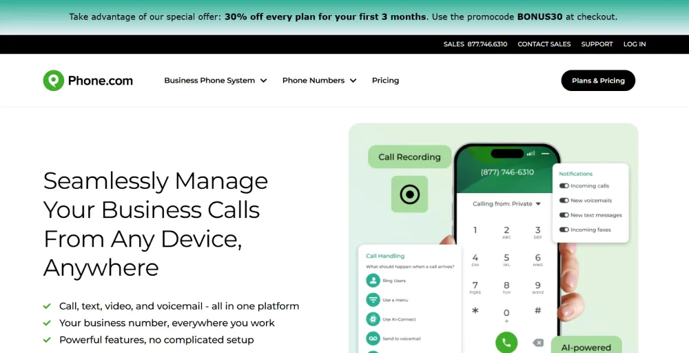 Phone.com Best for affordable, flexible plans