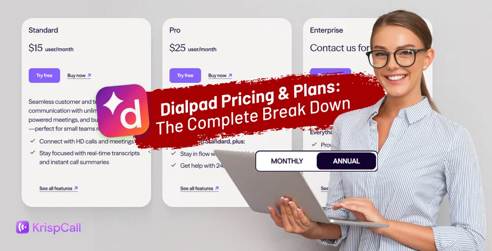 dialpad pricing plans screenshot