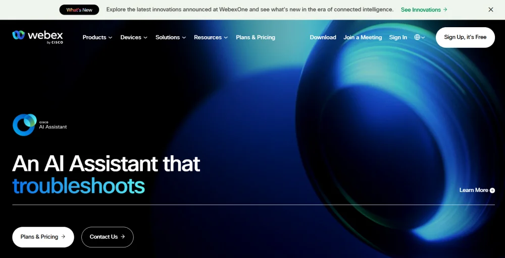 Cisco Webex dashboard screenshot