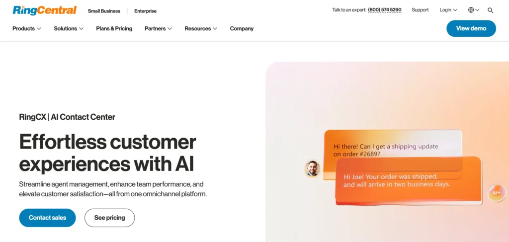 RingCX homepage