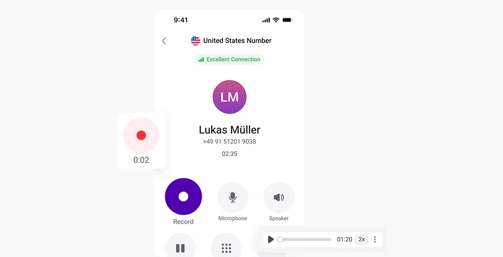 Call recording business phone system feature