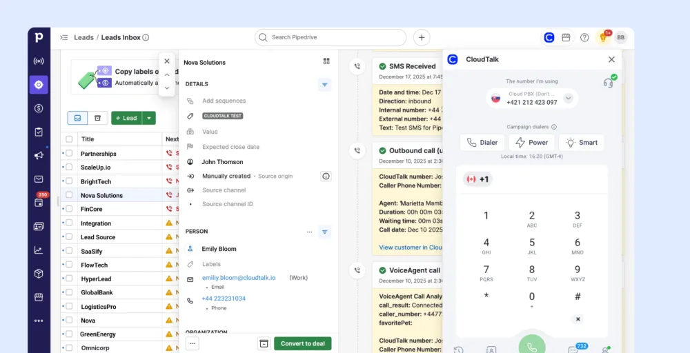 CloudTalk — Best for sales and support teams wanting depp native sync