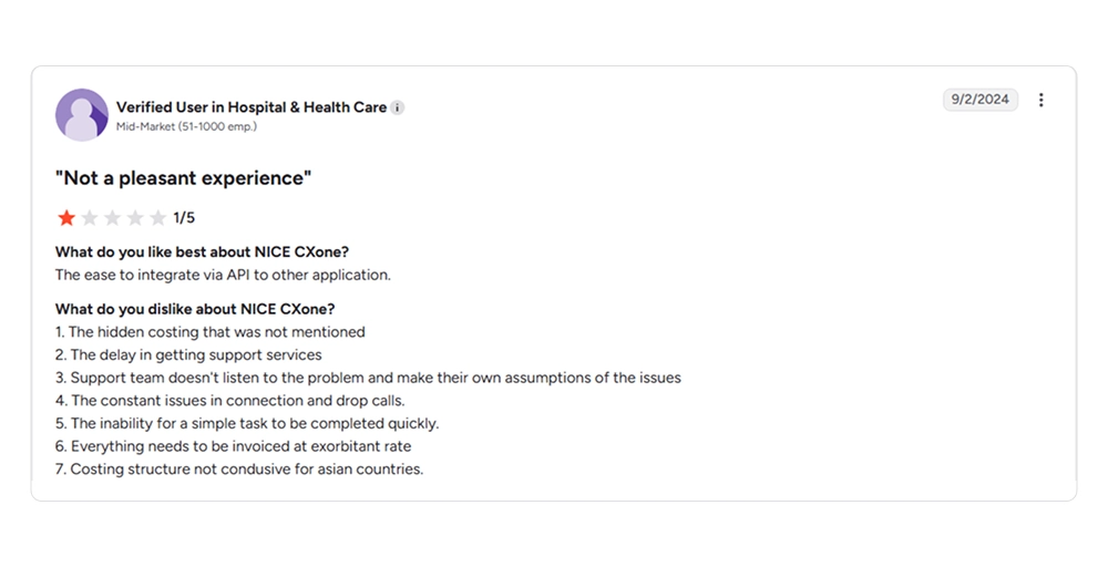 What Customers Say About NICE CXone Pricing 1