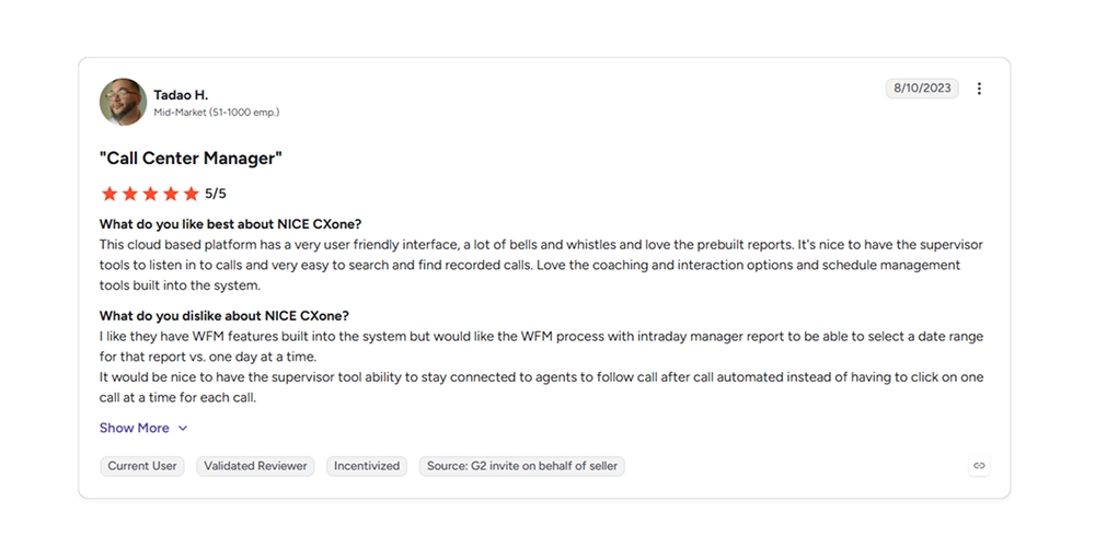 What Customers Say About NICE CXone Pricing