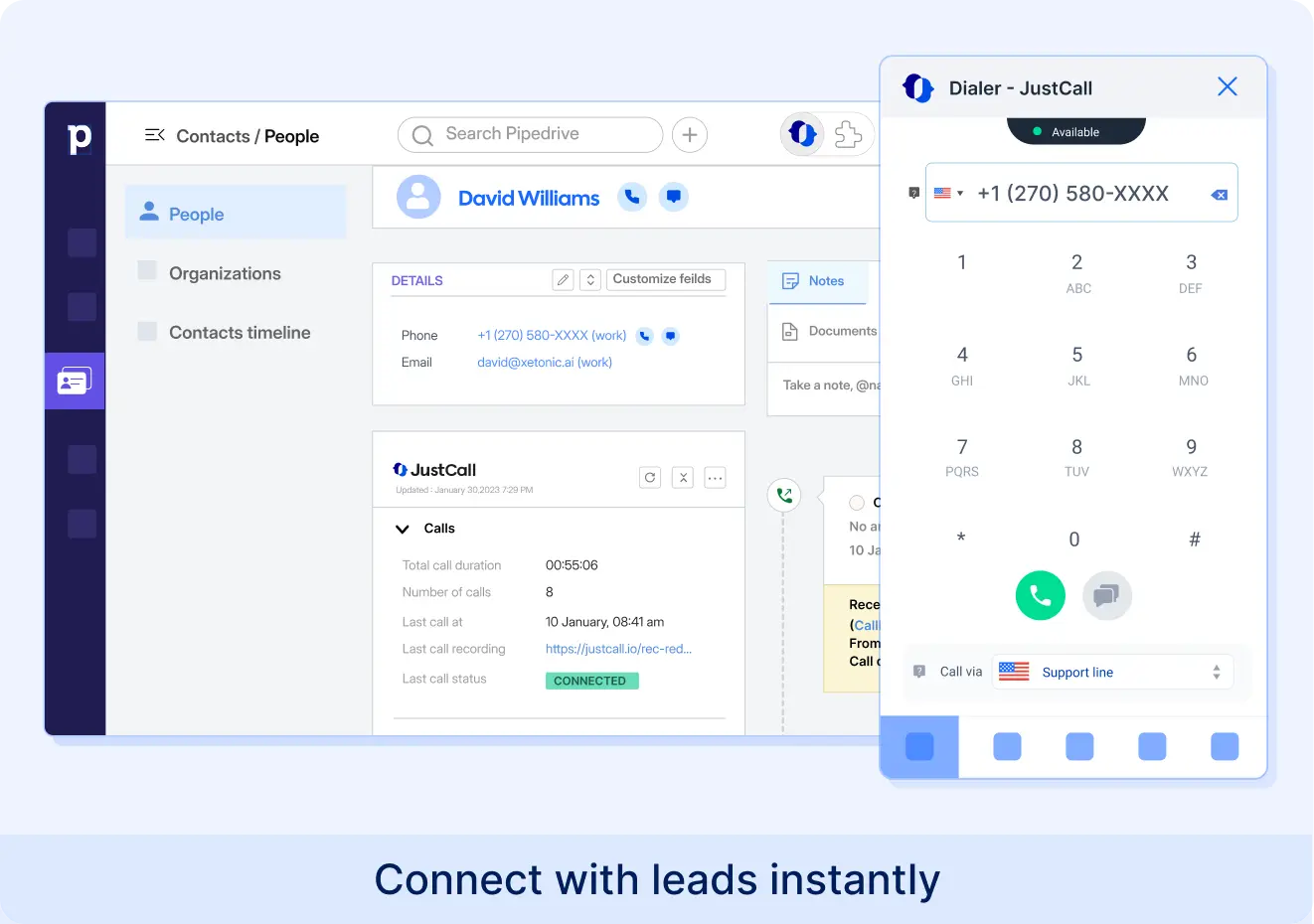 justcall pipedrive integration