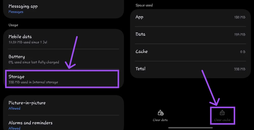 How to Fix Text Message not Delivered on Android clear cache
