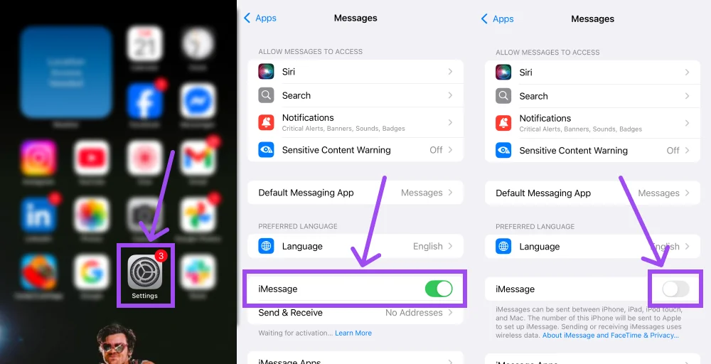 How to Fix ‘iMessage Not Delivered’ on iPhone by enabling iMessage