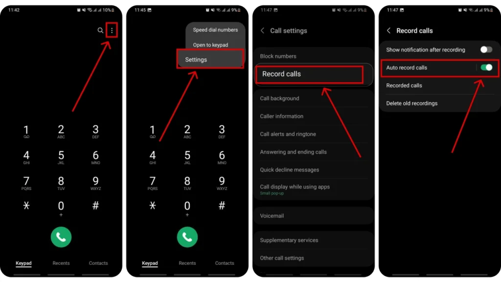 step by step process of recording call on android using built-in recording feature