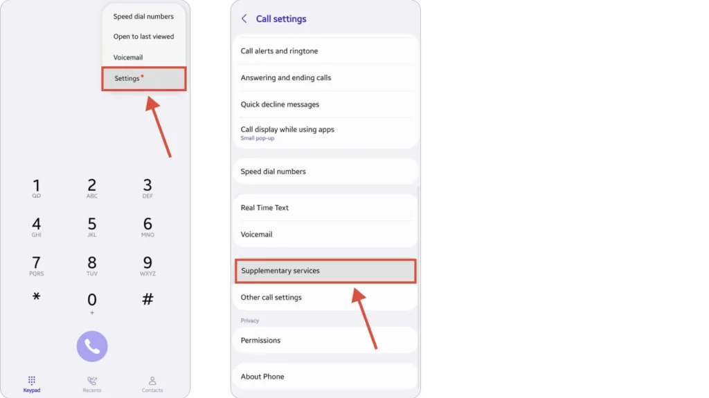 Go to Settings and then Supplementary services