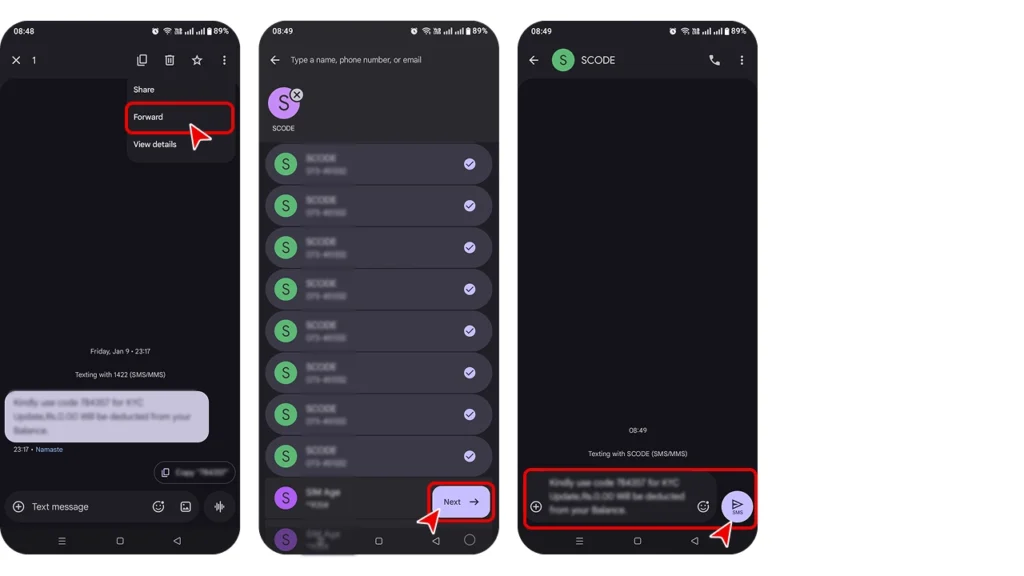 forward text on android-2