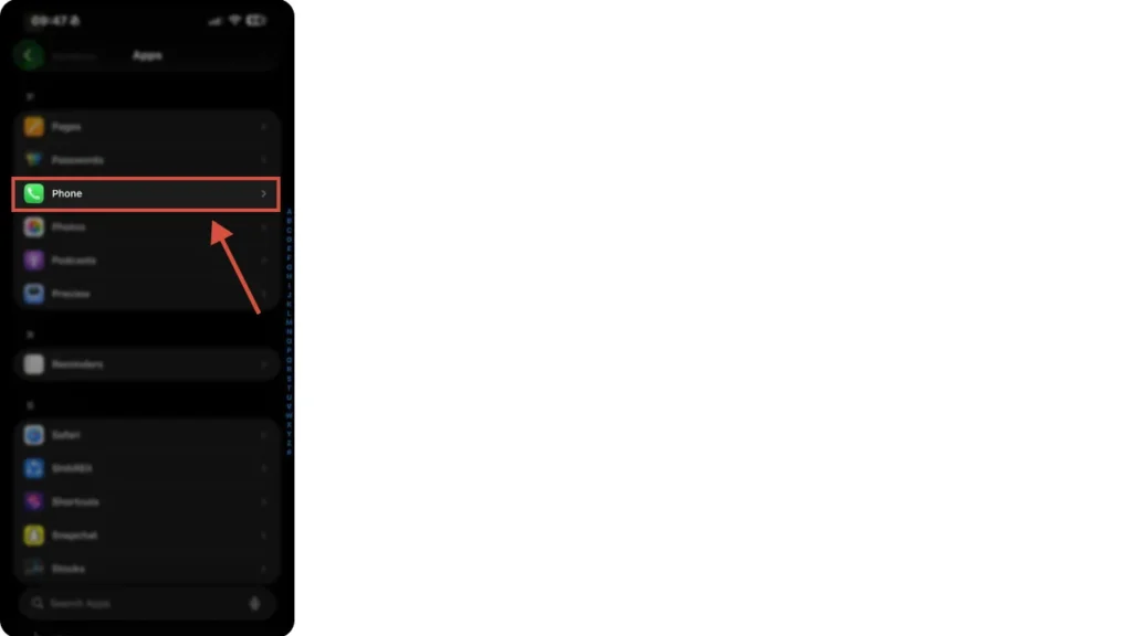 Scroll down and tap Phone