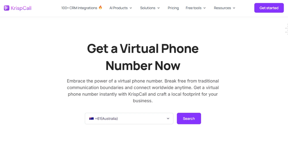 krispcall virtual phone number apps 2025