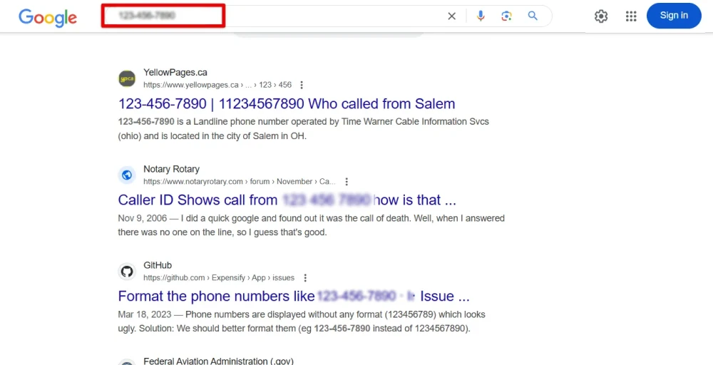 use google search to find who owns the phone number