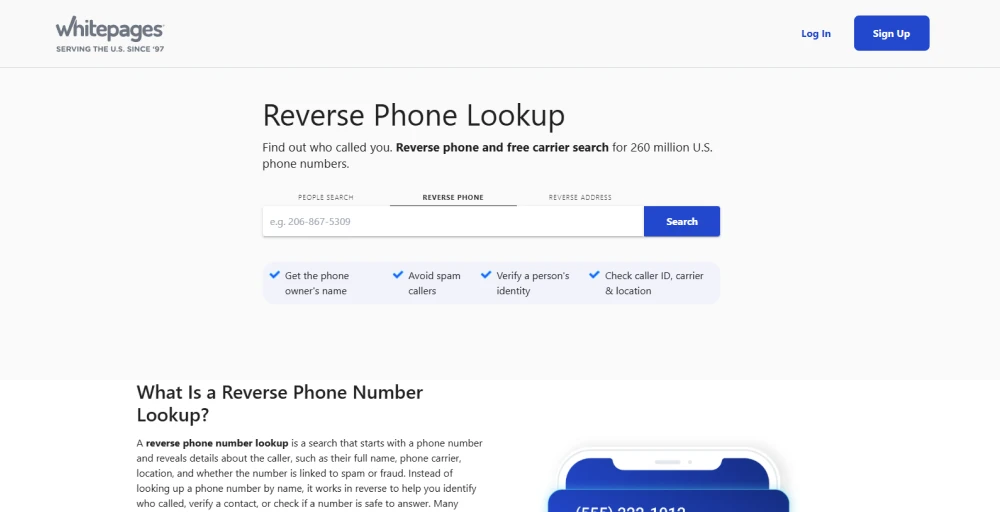 whitepages reverse lookup directories