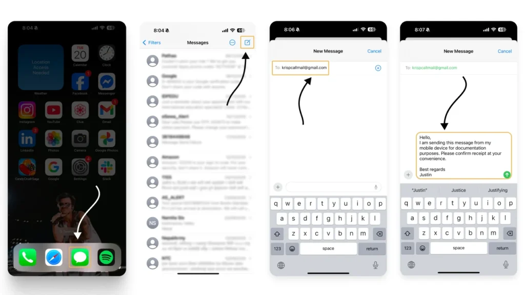 How to send text to email-Using iPhones
