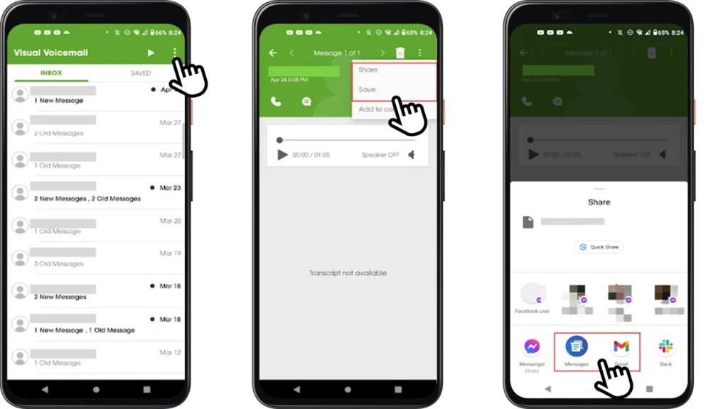 Steps to forward voicemail in android