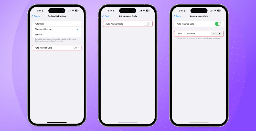 How to turn on automatic answer on iPhone3 1