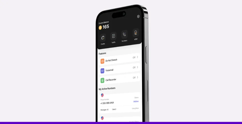 2Number app for multiple phone numbers on one device