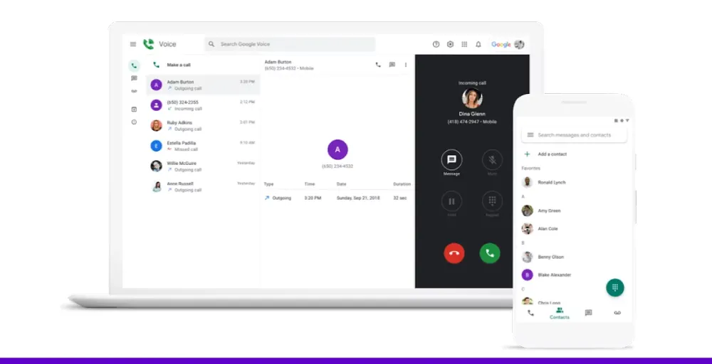 Google Voice app for free second phone number