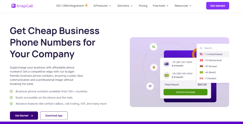 krispcall business phone number provider