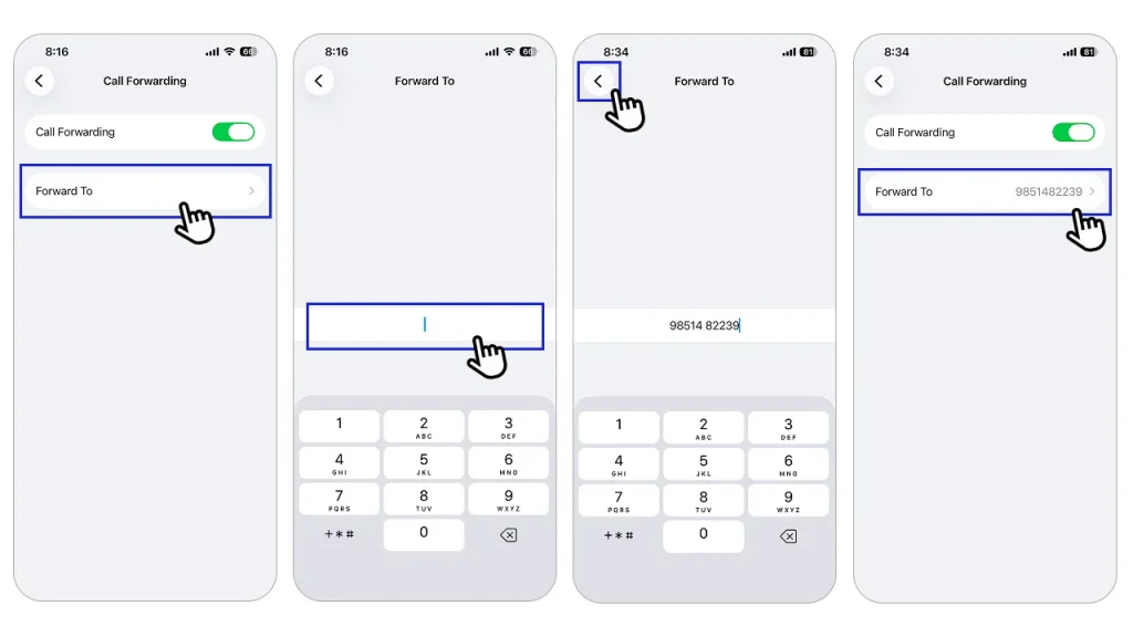 step 2 to set up call forwarding unconditional on iOS devices