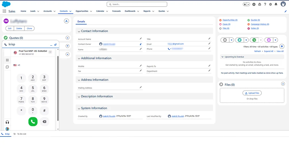 open the Salesforce Sales page