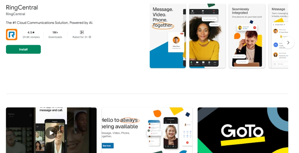 RingCentral as one of the top-rated VoIP app