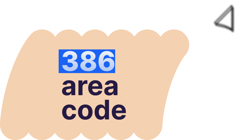 386 area code number