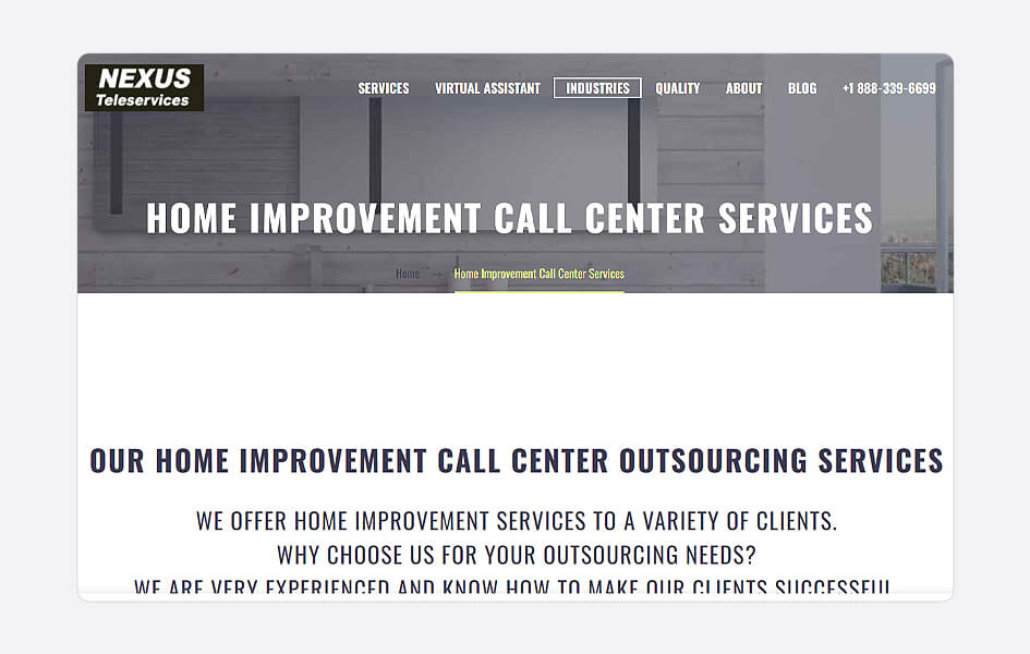 nexusteleservices home improvement call center services