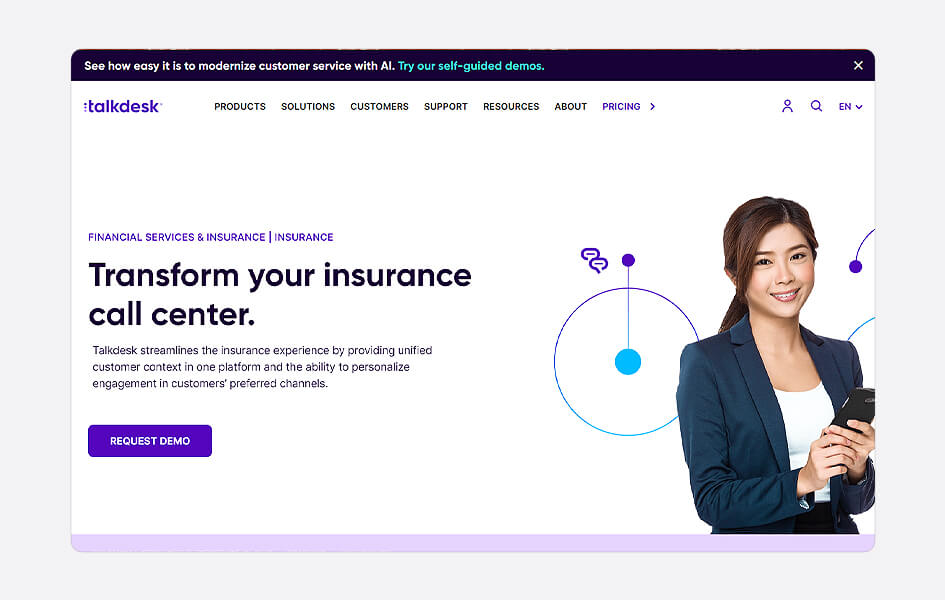 talkdesk financial services and insurance