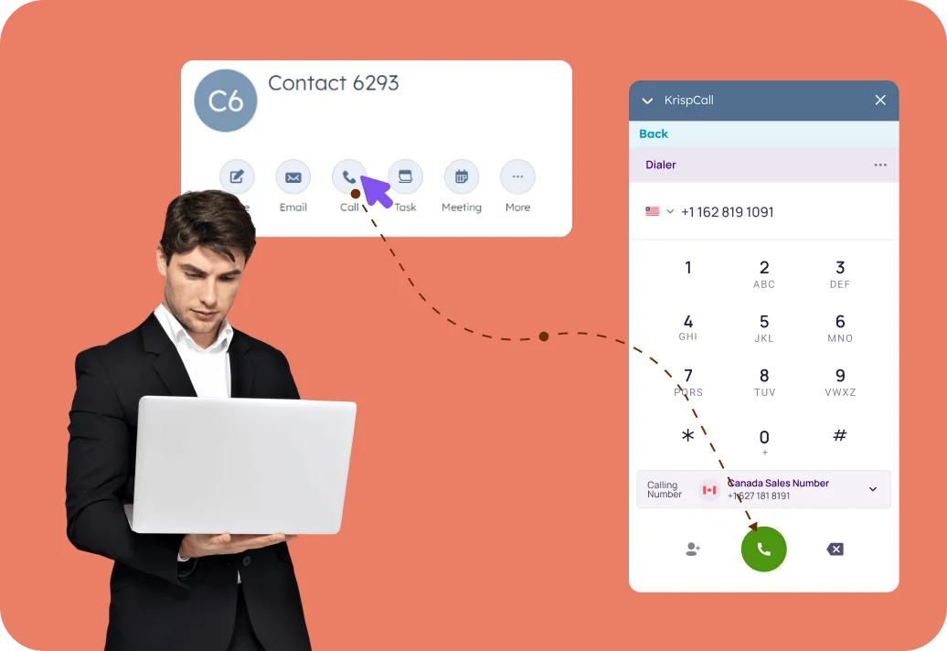 Hubspot In-app dialer with Click-to-call functionality